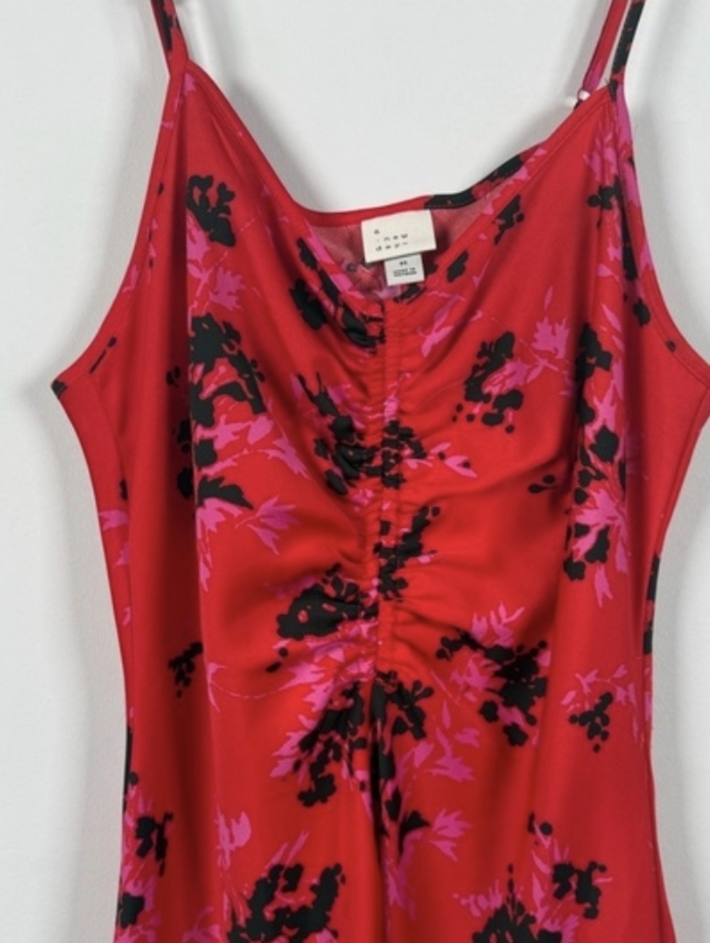 a new day Red Floral Midi Slip Dress with Black & Pink Print L - Picture 3 of 6